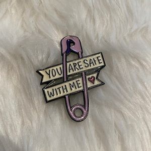 You Are Safe With Me Safety Pin Enamel Brooch